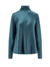 Giorgio Armani Silk Turtleneck Long-sleeve Blouse In Green