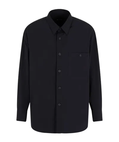 Giorgio Armani Long-sleeved Shirt In Black