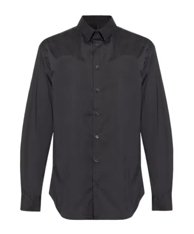 Giorgio Armani Long-sleeved Shirt In Black