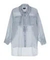 Giorgio Armani Scarf-detail Organza Shirt In Gray