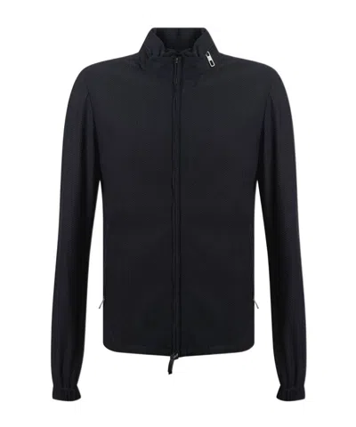 Giorgio Armani Long-sleeved Stand-collar Casual Jacket In Black
