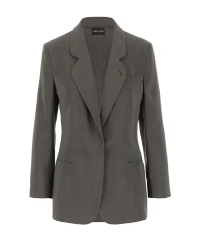 Giorgio Armani Long-sleeved Suit Coat In Black