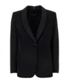 Giorgio Armani Wool Blazer With Shawl Lapel And Chest Pocket In Black