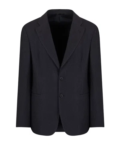 Giorgio Armani Long-sleeved Suit Coat In Black