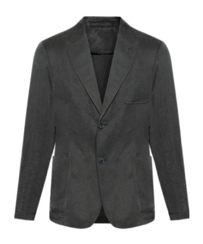 Giorgio Armani Long-sleeved Suit Coat In Black