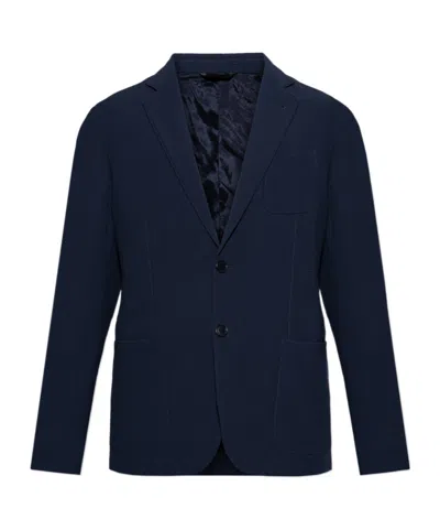Giorgio Armani Long-sleeved Suit Coat In Black