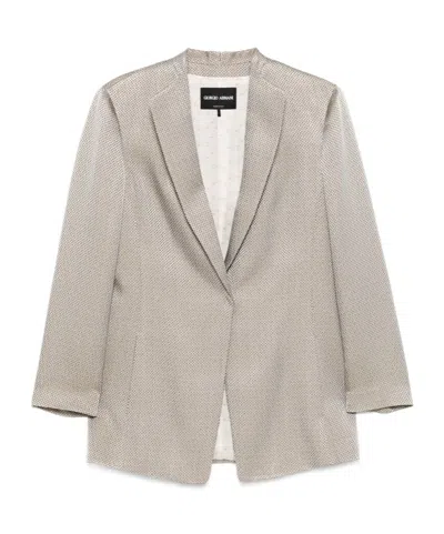 Giorgio Armani Long-sleeved Suit Coat In Nude