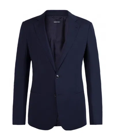 Giorgio Armani Long Sleeved Suit Jacket In Blue