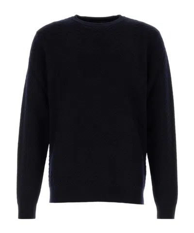 Giorgio Armani Long-sleeved Sweater In Blue