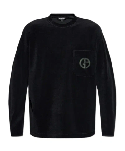 Giorgio Armani Long-sleeved Sweater In Black