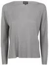 Giorgio Armani Long Sleeves Boat Neck Sweater In Grey