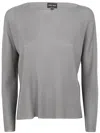 Giorgio Armani Long Sleeves Boat Neck Sweater In Grey