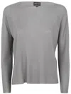 Giorgio Armani Long Sleeves Boat Neck Sweater In Yq Lead