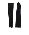 Giorgio Armani Elongated Black Lamb Leather Gloves In Black