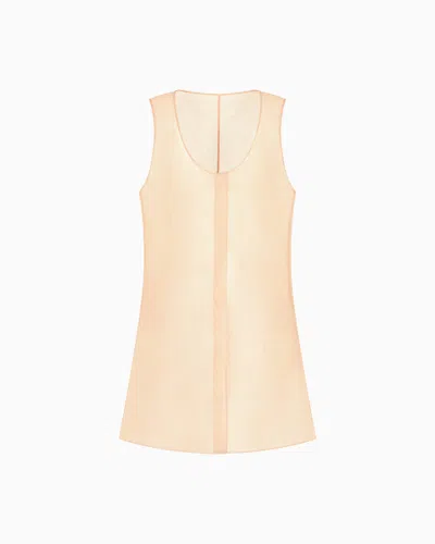 Giorgio Armani Long Top In Technical Organza In Pink
