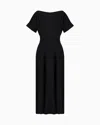 Giorgio Armani Long Triple Silk Georgette Dress In Black