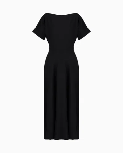 Giorgio Armani Long Triple Silk Georgette Dress In Black
