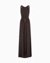 Giorgio Armani Beaded-ring Silk Georgette Backless Gown In Black
