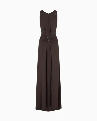 Giorgio Armani Long Triple Silk Georgette Dress In Black
