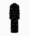 Giorgio Armani Petal-embroidered Velvet Double-breasted Maxi Coat In Black