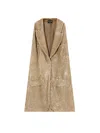 Giorgio Armani Long Jersey Waistcoat With A Flocked Print And Sequins In Brown