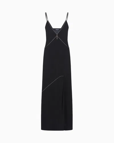 Giorgio Armani Long Viscose-jersey Dress In Black