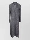 Giorgio Armani Longline Textured Knit Cardigan With Metallic Finish In Gray