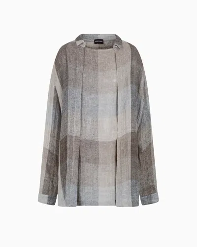 Giorgio Armani Loose Brushed Linen Check Shirt
