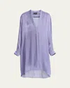Giorgio Armani Loose V-neck Blouse In Lt Purple