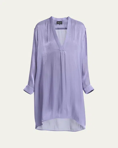 Giorgio Armani Loose V-neck Blouse In Lt Purple