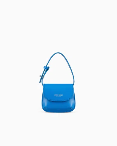 Giorgio Armani Love Collection Genderless Leather La Prima Micro Charm Bag In Blue