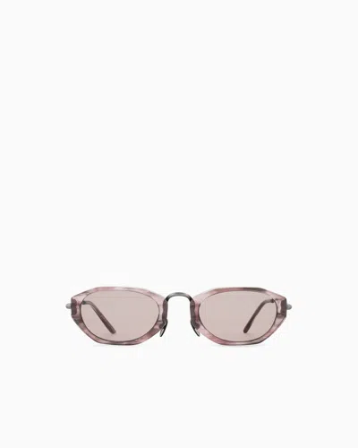 Giorgio Armani Lunettes De Soleil Hexagonales In Neutral