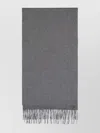 Giorgio Armani Luxe Grey Cashmere Fringed Scarf In Gray
