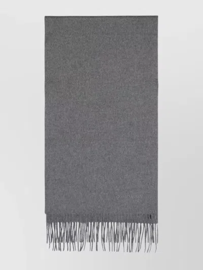 Giorgio Armani Luxe Grey Cashmere Fringed Scarf
