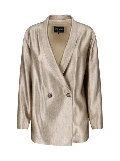 Giorgio Armani Luxury 100% Silk Jacket For Women In Neutral