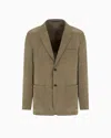 Giorgio Armani Lyocell And Linen Single-breasted Jacket In Green