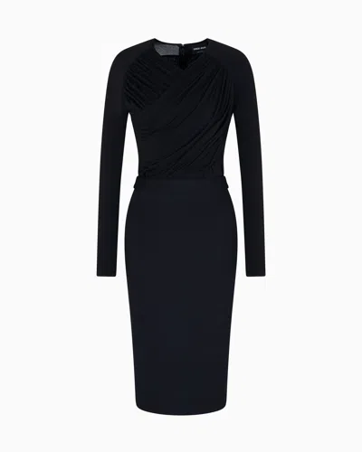 Giorgio Armani Lyocell Jersey Midi Dress In Black