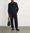 Giorgio Armani Lyocell-linen Collarless Shirt In Black