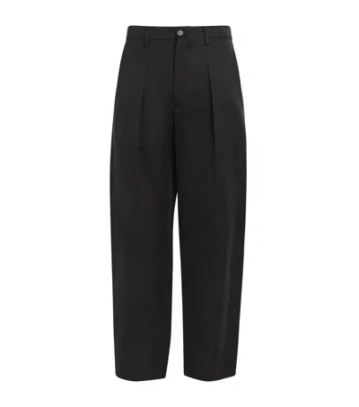 Giorgio Armani Lyocell-linen Wide-leg Trousers In Black