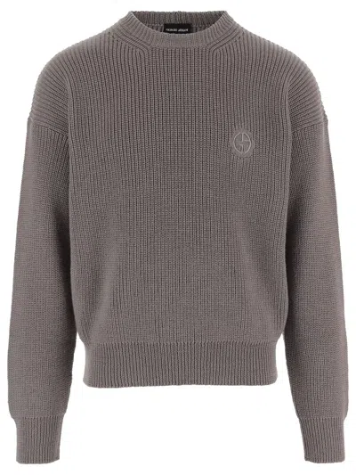 Giorgio Armani Maglione Girocollo In Lana Vergine A Punto Pannocchia In Brown