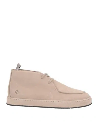 Giorgio Armani Man Ankle Boots Beige Size 9 Leather In Nude