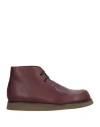 Giorgio Armani Man Ankle Boots Burgundy Size 10 Cow Leather, Cowhide In Red
