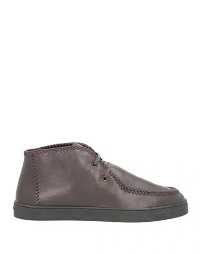 Giorgio Armani Man Ankle Boots Dark Brown Size 9 Lambskin, Shearling