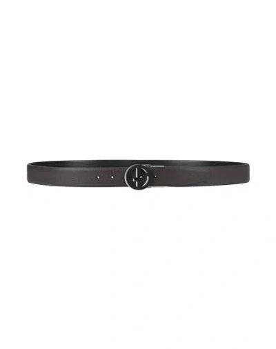 Giorgio Armani Man Belt Dark Brown Size Onesize Calfskin In Black