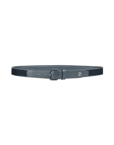 Giorgio Armani Man Belt Navy Size 36 Cow Leather, Polyester In Blue