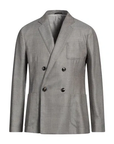Giorgio Armani Man Blazer Grey Size 42 Virgin Wool, Silk, Cashmere, Linen In Gray