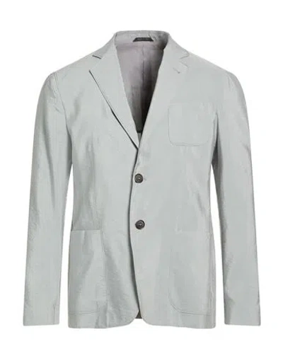 Giorgio Armani Man Blazer Sage Green Size 42 Silk, Polyamide In Gray