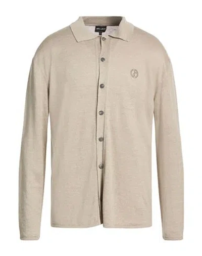 Giorgio Armani Man Cardigan Beige Size 44 Linen, Lyocell, Cashmere In Neutral
