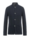 Giorgio Armani Man Cardigan Navy Size 46 Linen, Cotton In Navy