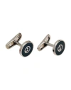 Giorgio Armani Man Cufflinks And Tie Clips Black Size - Silver, Enamel In Blue
